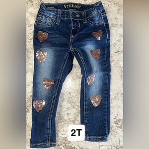 Vigoss Kids Blue Jeans with Sequin Hearts
